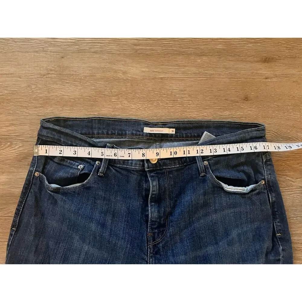 Levi’s 505 Straight Jeans Womens 12L W31 Blue Denim Mid Rise Classic‎ Fit